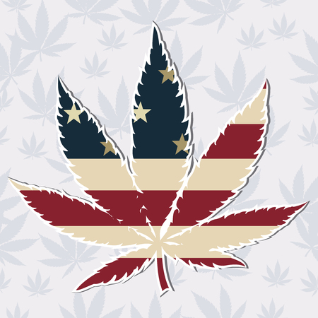 Marijuana leaf with the USA flag colors vector illustrationのイラスト素材