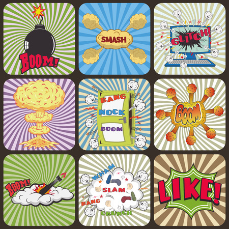 Set of Retro Comic Book Vector Design elements, Speech and Thought Bubblesのイラスト素材