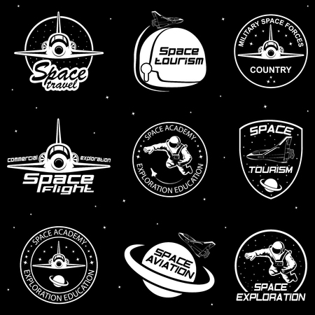 Set of retro and modern space travel badges and labelsのイラスト素材