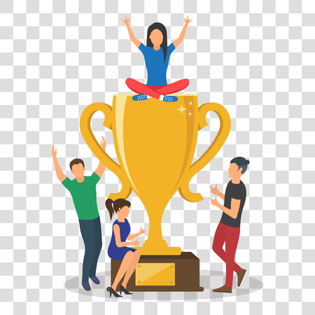 Business success concept with trophy cup illustration.のイラスト素材