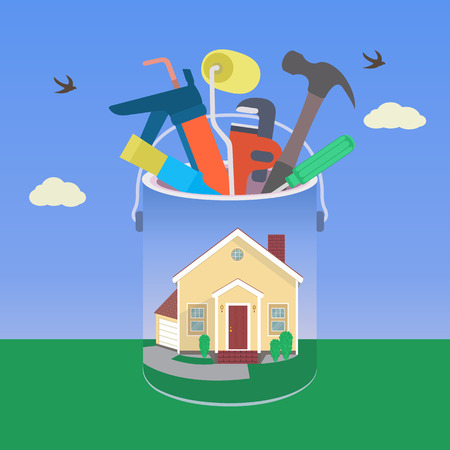 House with tool in colorful designのイラスト素材