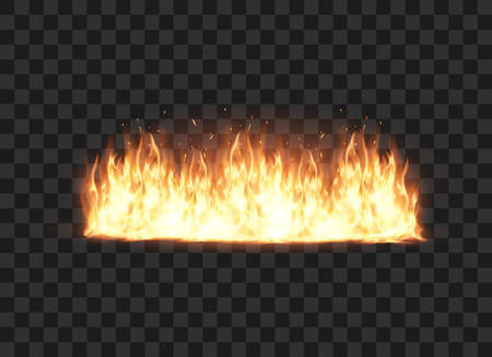 illustration of burning fire flame on black background. Vector illustrationのイラスト素材