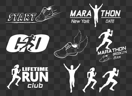 Set of vintage run club labelsのイラスト素材