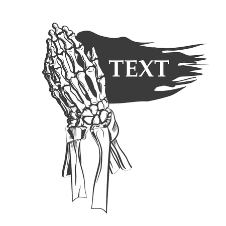 Vector illustration - Praying skeleton hands. vector illustrationのイラスト素材