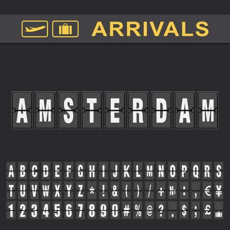 Departure and Arrival sign at Amsterdam Airport Stock Vector Illustrationのイラスト素材