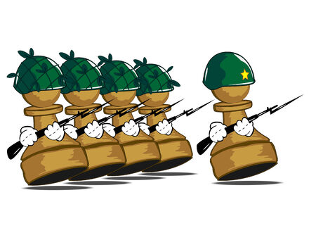  illustration of the walking army of pawns のイラスト素材