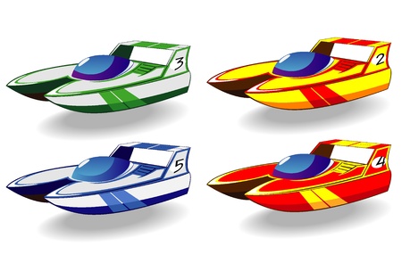 set of cartoon racing boatsのイラスト素材