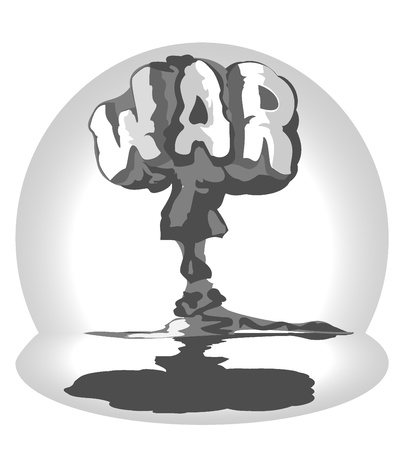 cloud of atomic explosion in form word warのイラスト素材