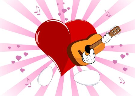 valentine s day card with image of singing heartのイラスト素材