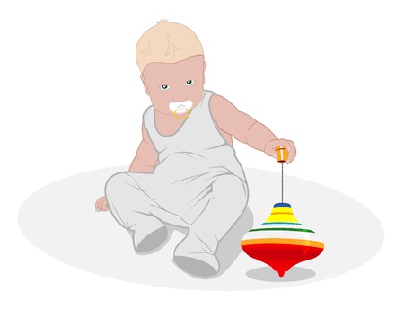 little boy playing with toyのイラスト素材