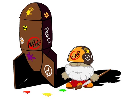 funny cartoon soldier and painted bombのイラスト素材