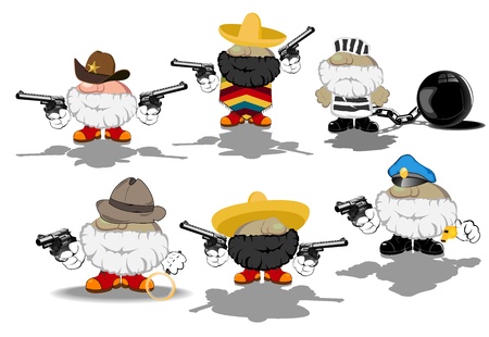 set of funny cartoon heroesのイラスト素材