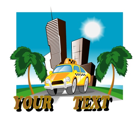 image of a taxi at the advertising brochureのイラスト素材