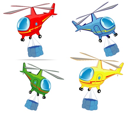 set of helicopters with cargoのイラスト素材