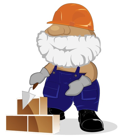 cartoon mason at workingのイラスト素材