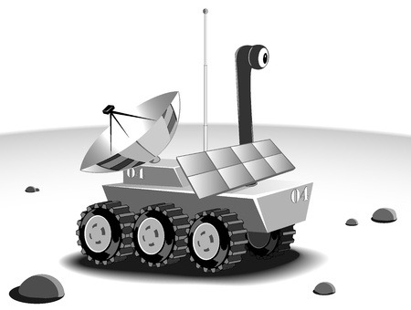 cartoon rover explores an unknown planetのイラスト素材