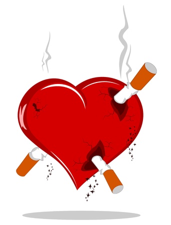 heart with cigarrets on whiteのイラスト素材