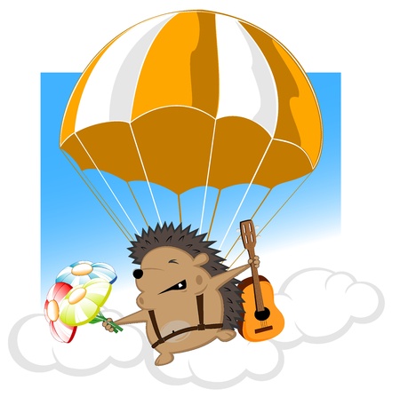 greeting postal with funny hedgehog  illustrationのイラスト素材