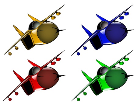 set of varicolored aircrafts vector 2のイラスト素材