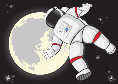 vector illustration of flying astronaut in outer spaceのイラスト素材