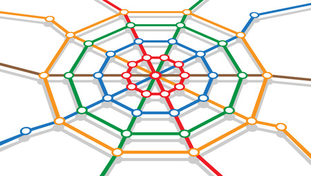 abstract metro map in form of spider\'s web. vector illustration 3のイラスト素材