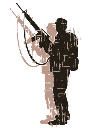 silhouette of soldier in action. vector 7のイラスト素材