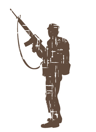 silhouettes of soldiers in grunge style. vector illustrationのイラスト素材