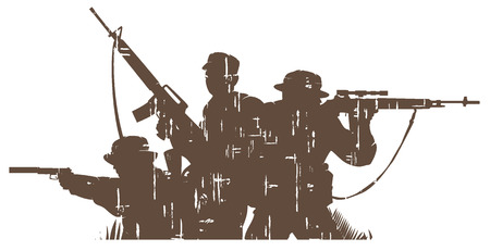 silhouettes of soldiers in grunge style. vector illustration 2のイラスト素材