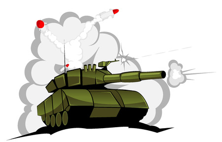tank in action. vector illustrationのイラスト素材