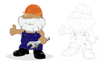 cartoon worker. coloring book page.のイラスト素材