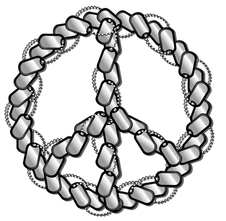 vector illustration of soldiers medallions lying in the form of pacifist signのイラスト素材