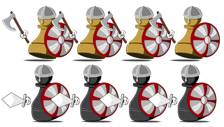 set of the chessmen represented in the kind of the vikings.のイラスト素材