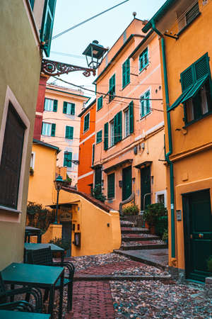 Colorful houses of the center of Genoa in Italy.の写真素材