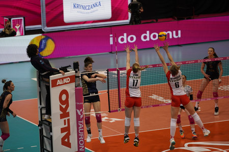 Nysa, April 2, 2023 Polish Women's Cup Final - TAURON Liga, between Grupa Azoty Chemik Police and LKS Commercecon Lodz, photo: Tomasz Czernek / Forumのeditorial素材