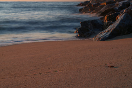 Atmospheric view of the sea, where the waves are blurred with atmospheric light