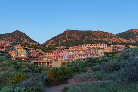 Beautiful small, colorful, terraced houses, creating a beautiful housing estateの写真素材