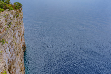 Beautiful view of the sea from the high cliffs of Telascica Nature Parkの写真素材