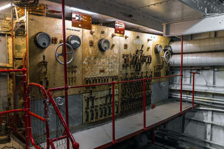 Engine room below deck on the ship