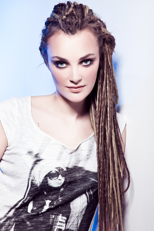 Glamour portrait of sexy woman with beauty hairの写真素材