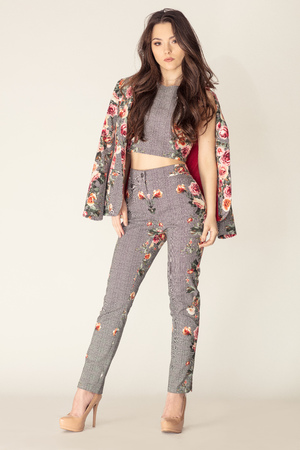 Women with brown hair in elegant clothesの写真素材