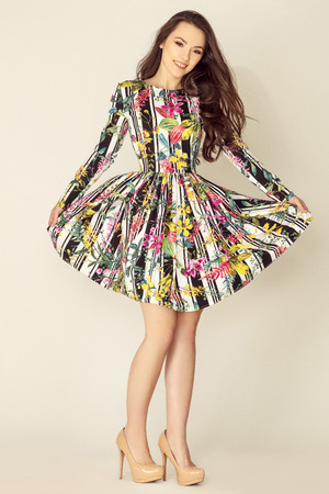 Young women in colourful dress.の写真素材