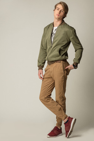 Handsome model wearing modern clothesの写真素材