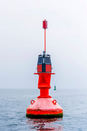 Red harbor entrance buoyの写真素材