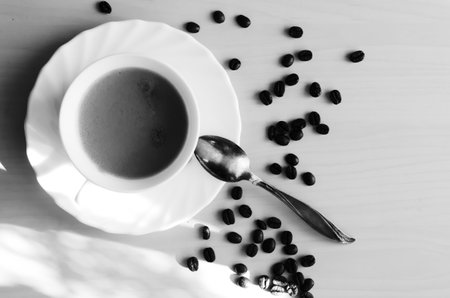 A cup of hot and aromatic coffee.の写真素材