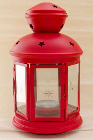 Red Christmas candle holderの写真素材