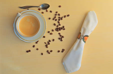A cup of hot and aromatic coffee.の写真素材