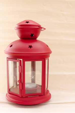 Red Christmas candle holderの写真素材