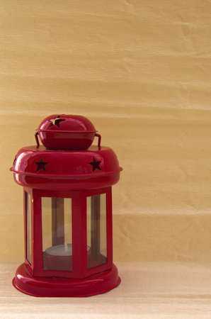 Red Christmas candle holderの写真素材