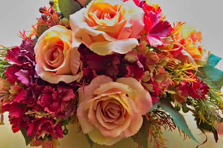 Colorful bouquet of artificial flowers.の写真素材