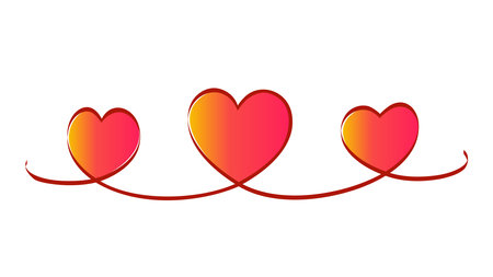 Three hearts connected line drawing illustrationのイラスト素材